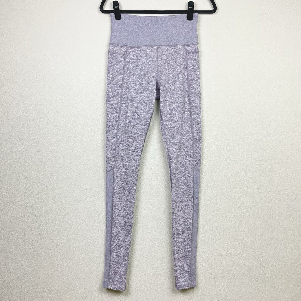 Athleta Women's Small Exhale Heel Tight Purple Spacedye High Rise Yoga Pilates